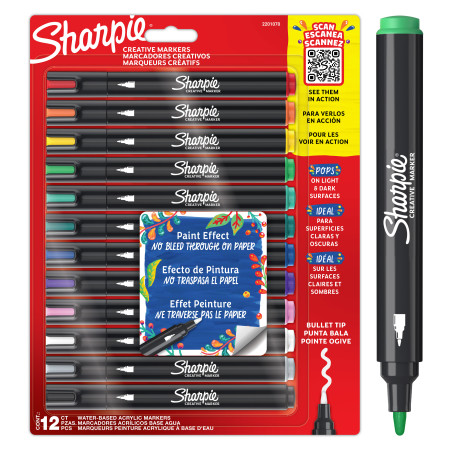 Sharpie Acrylic Creative Marker - Bullet Point - Assorted (Blister of 12)